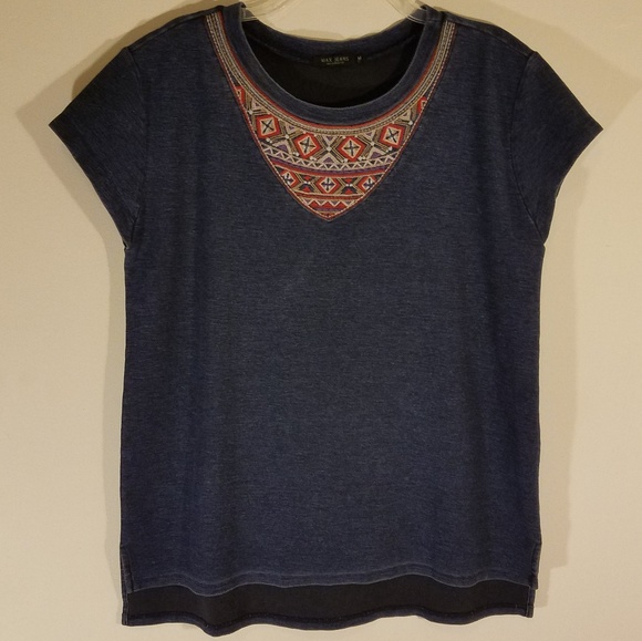 Max Jeans Tops - Max Jeans | Blue Aztec Tee Max Jeans Tops - Max Jeans | Blue Aztec Tee